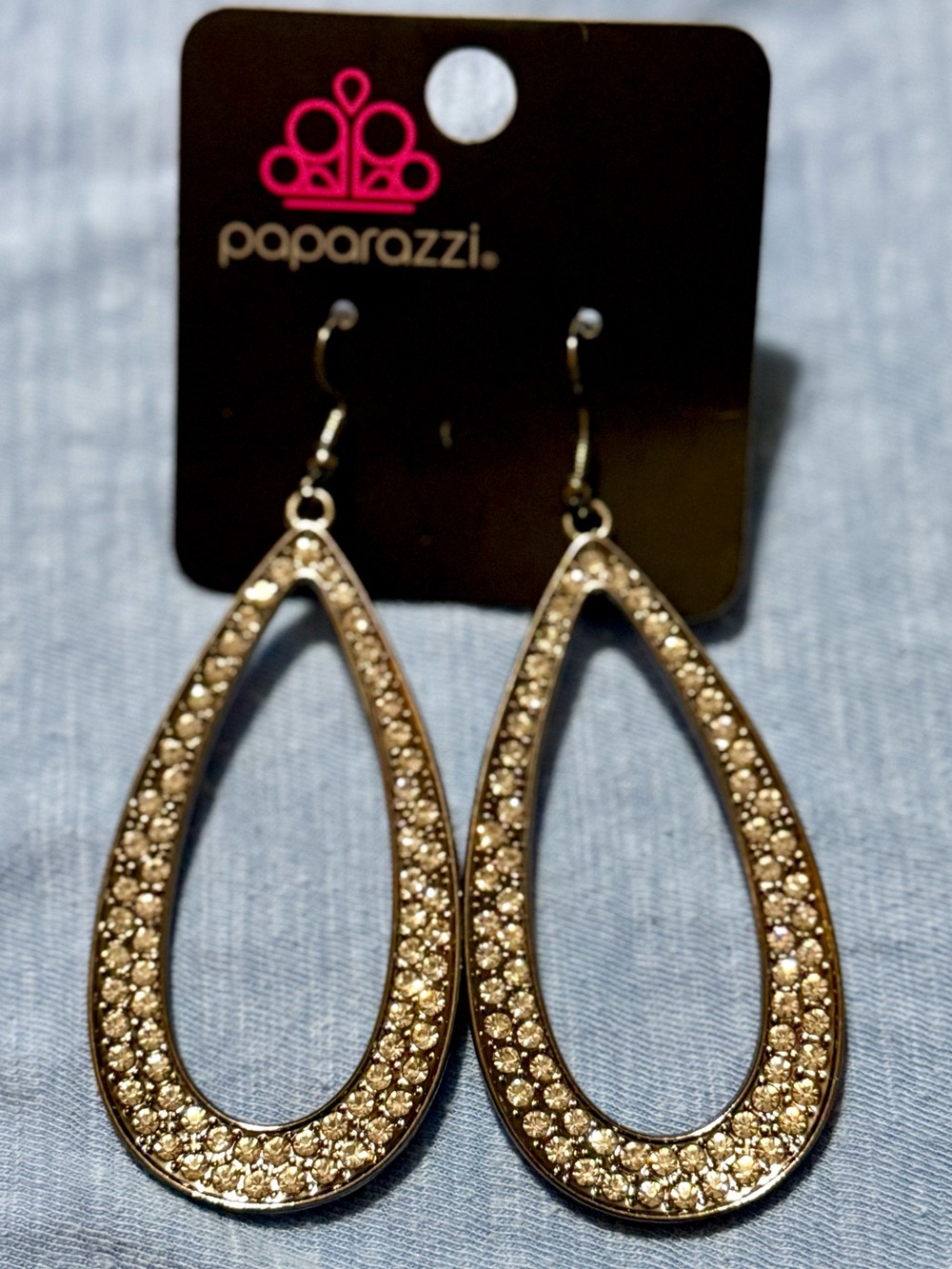 paparazzi Silver & Black Crystal-Stud Teardrop Dangle Earrings